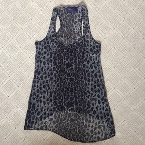 Leopard Print sheer racerback tank top small